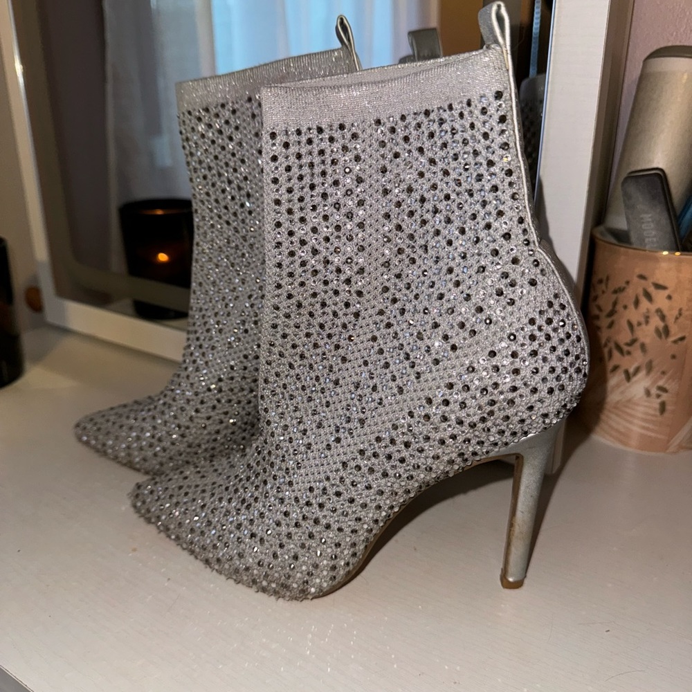 Silver High Heel Boots